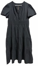 Quince 100% Organic Cotton Poplin Tiered Maxi Dress Black Women’s Size X-Large