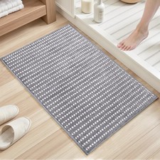 Grey 24x36 Inch Polka Dot Soft Plush Non Slip Bathroom Rug Bath Mat