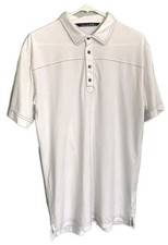 Travis Mathew Polo Shirt Mens L Wht Golf Performance Lightweight Contrast Stitch
