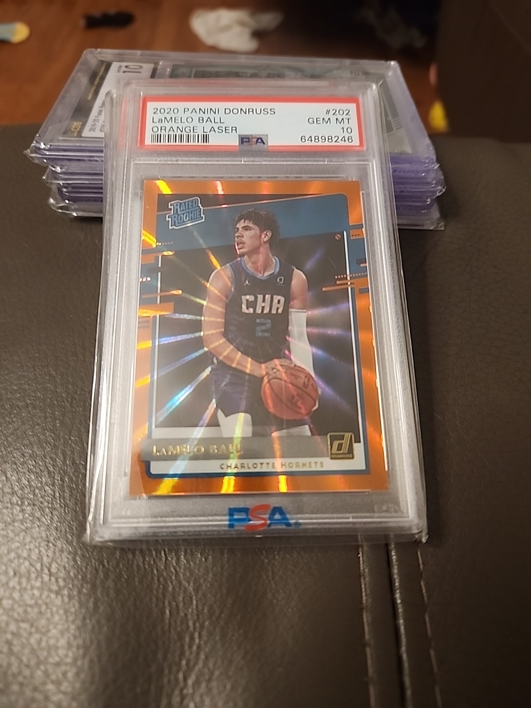 2020-2021 Panini Donruss Lamelo Ball Orange Laser Rated Rookie #202 PSA 10
