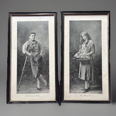 London Street Traders 2 Vintage Prints of Studio Photos - 26 x 51 cm Rahmen