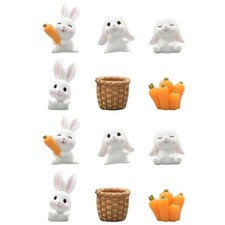 2Sets Small Rabbit Figurines Assorted Color Resin Mini Bunny Decor for Garden