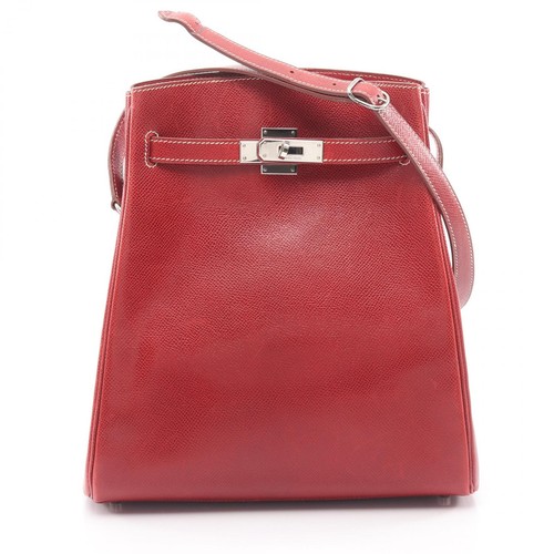HERMES Kelly Sport MM Crossbody Shoulder Bag Courchevel leather Red Used E SHW