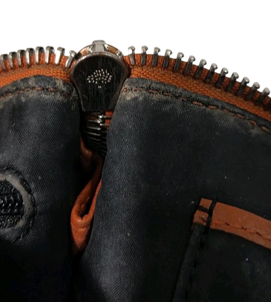 Mulberry Cosmetic Bag Make Up Case Travel Toiletry Bag Orange Leather  - Image 3 of 4