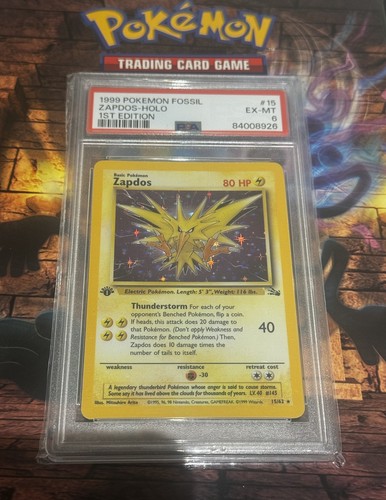 1999 Pokémon Fossil - Zapdos Holo 15/62 | PSA 6 | 1st Edition - Picture 3 of 5