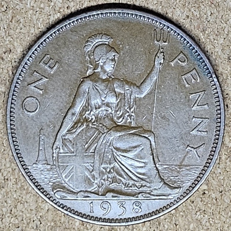 1938 Great Britain UK One 1 Penny George VI Beautiful Actual Coin L49
