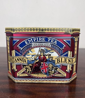 Vintage Huntley Boorne and Stevens Empire Tea Tin Britannia Made in England 6''