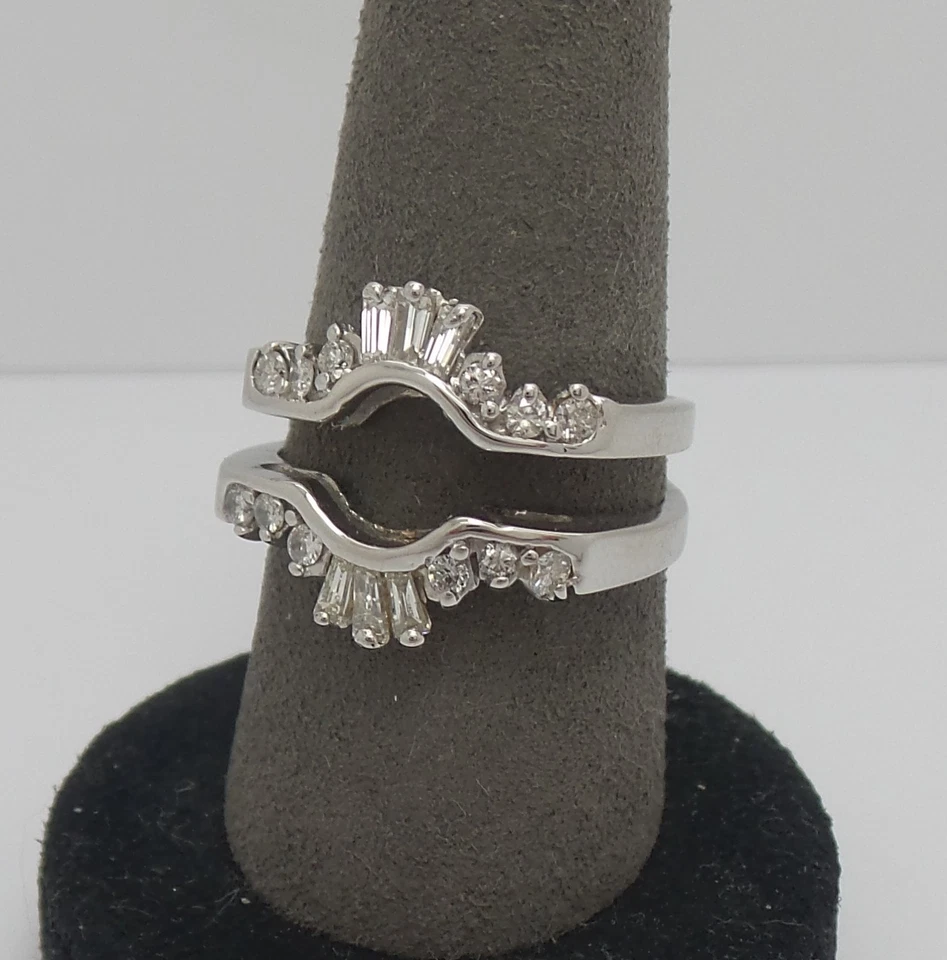5/8CT Natural Diamond Solitaire Enhancer Guard Wrap Insert Ring 14K White Gold - Image 3 of 4