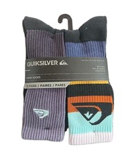 Men's Quiksilver Crew Socks 5 Pair Show Size 6-12 NEW