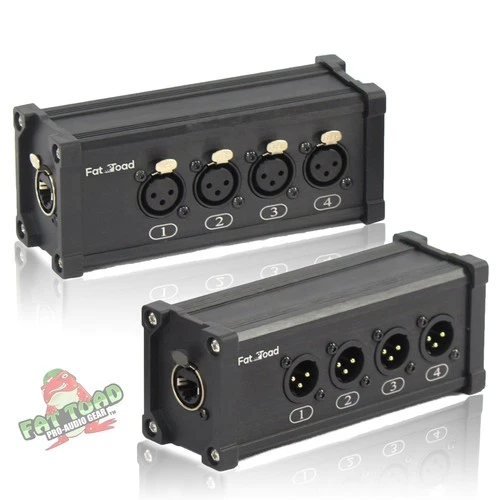 4 Channel DMX Hub XLR Cable Extender 2 Pack Set | RJ45 Ethercon Wire Live Stage