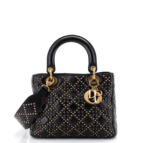 Christian Dior Supple Lady Dior Bag Cannage Studded Lambskin Medium