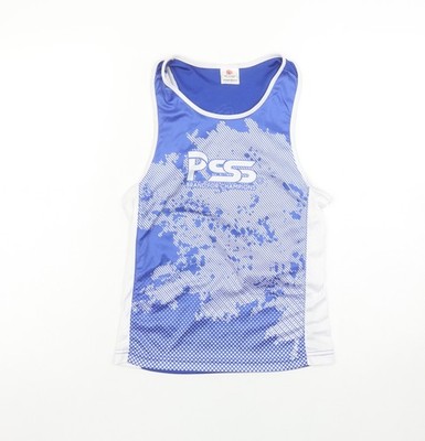 Prime Sports Jungen blaues Lauf-Tanktop 7-8 Jahre leichtes Polyester