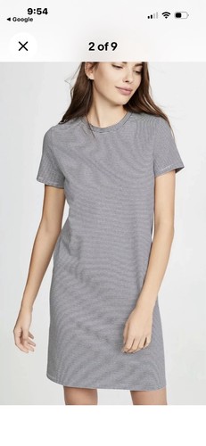 Theory Continuous stripe T-shirt dress in Blue midnight white