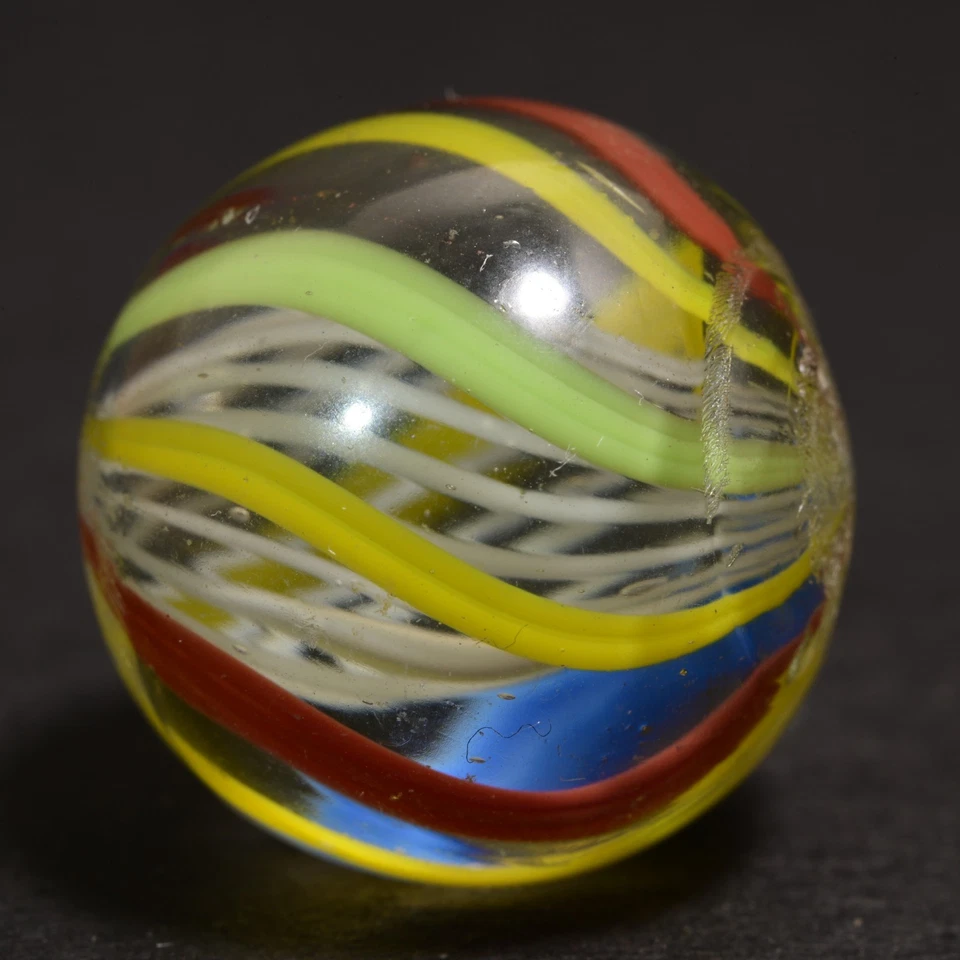 HTF 8 Banded Latticino German Handmade Antique Marble English Style 17mm 21/32'' - Image 3 of 4