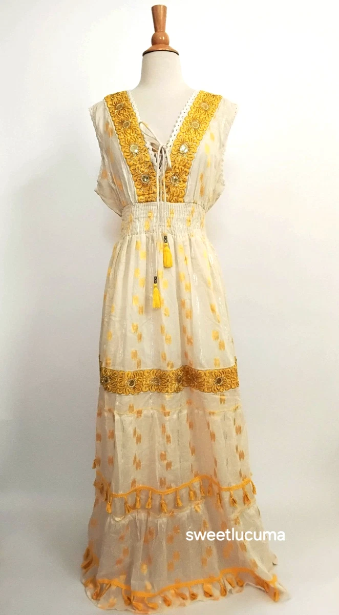 Embroidered Yellow Dresses for Women for sale | eBay