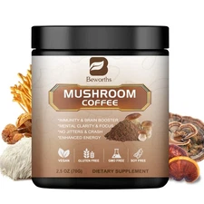 Mushroom Coffee, 22/66 Servings 10 Organic Mushrooms Instant Coffee Powder