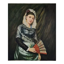 Square Hand Painted Oil on Canvas 50x60 CM Made in Italy Woman