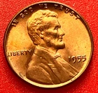 1955-P Lincoln Wheat Cent Penny GEM RED BU From an Original Bank Roll