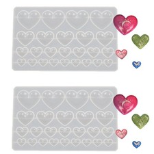 2 Pcs Heart Silicone Mold Heart-Shaped Casting Jewelry Mold for Making Earrings