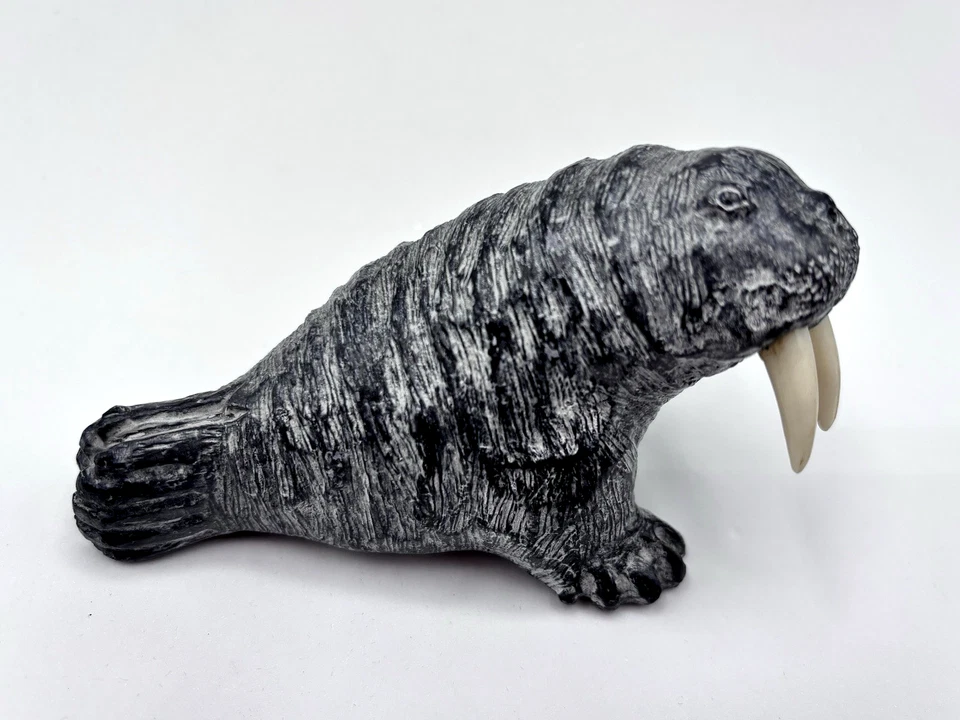 De Colección Lobo Original Morsa Escultura 4.5" Inuit y Primeras Naciones Arte Canadá Foto 2 de 4