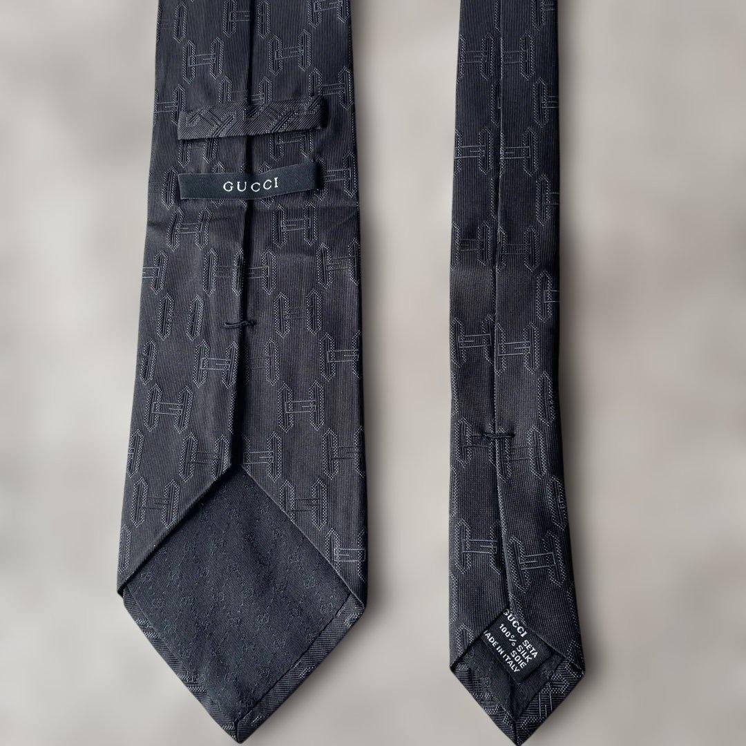Authentic GUCCI Black G Pattern Silk Necktie Luxu… - image 4