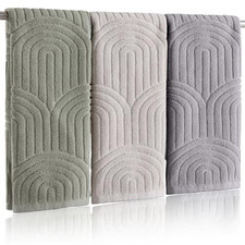 Boho 100 Cotton Bathroom Hand Towels - 3 Light Green,light Gray, Dark Gray