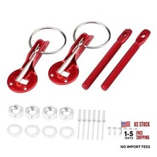 Hood Pin Lock Kit, Universal Bonnet Engine Hood Pin Pins Lock Latch Kit Red