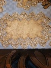 Gold Lace Embroidered doily 12 Placemats, 1 table runner and 1 doily
