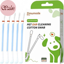 50 Pcs 2-In-1 Pet Ear Cleaning Cotton Swabs for Dogs  Cats - Essential Oil Infu