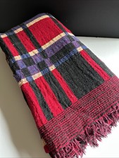 Vtg Handwoven Throw Blanket Rug Textile 75x42” African Thai Colorful Grid