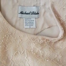 Michael Blake Ivory Solid Lace Sequin Sleeveless Scoop Neck Back Zip Maxi 8