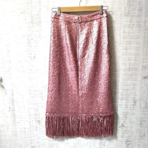 Kate Spade Pink Sequin Fringe Long Skirt Size 2 Length 31 inches - Picture 6 of 14