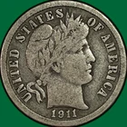 1911-D Barber Dime Very Fine VF Coin #46559