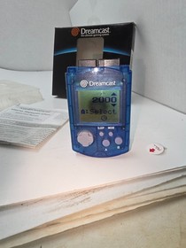 DAMAGED BUT WORKS Sega Dreamcast Clear blue VMU OEM Visual Memory Unit #J11