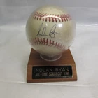 Nolan Ryan Signed Baseball All Time Strikeout King Wood Base Rawlings Official