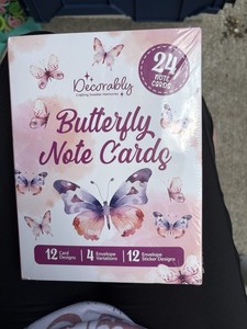 Decorably Butterfly Notecards 24 Count Multicolor Blank Inside Thank You