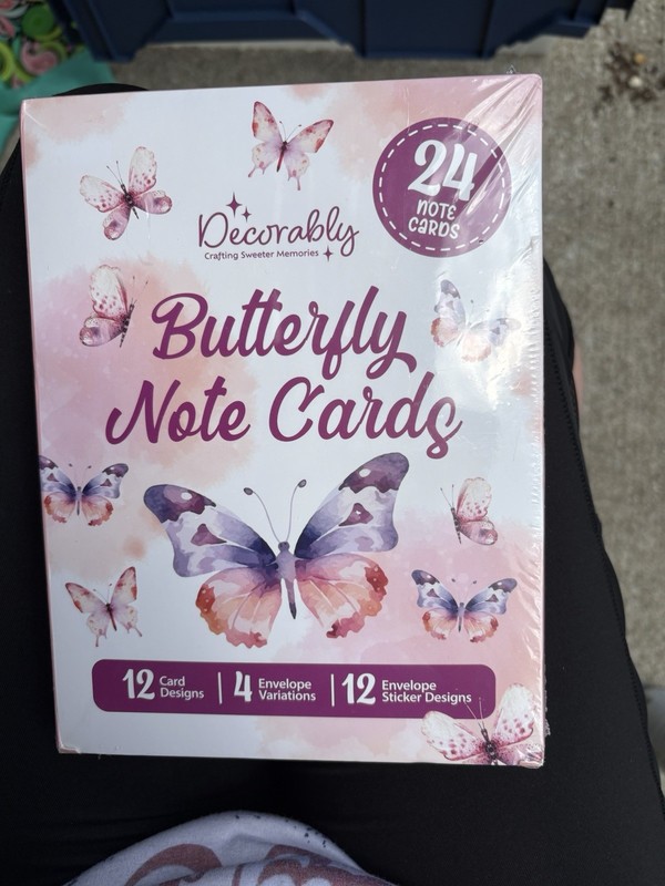 Decorably Butterfly Notecards 24 Count Multicolor Blank Inside Thank You