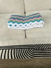 Colorful Handmade Crochet Throw - Chevron Stripes - Cozy Accent Blanket!