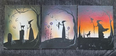 Lot of 3 Hand Painted Canvas Art 10''x8'' Heather Gleason My Eclectic Mind