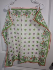 Vintage 1970s Sheer Floral Scarf Mod Daisy Print Green Orange Lavender 26 ...