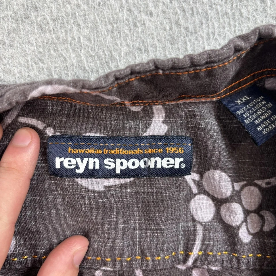 Reyn Spooner Shirt Mens 2XL Brown Aloha Hawaiian Short Sleeve Tropical Cruise - Image 3 of 4