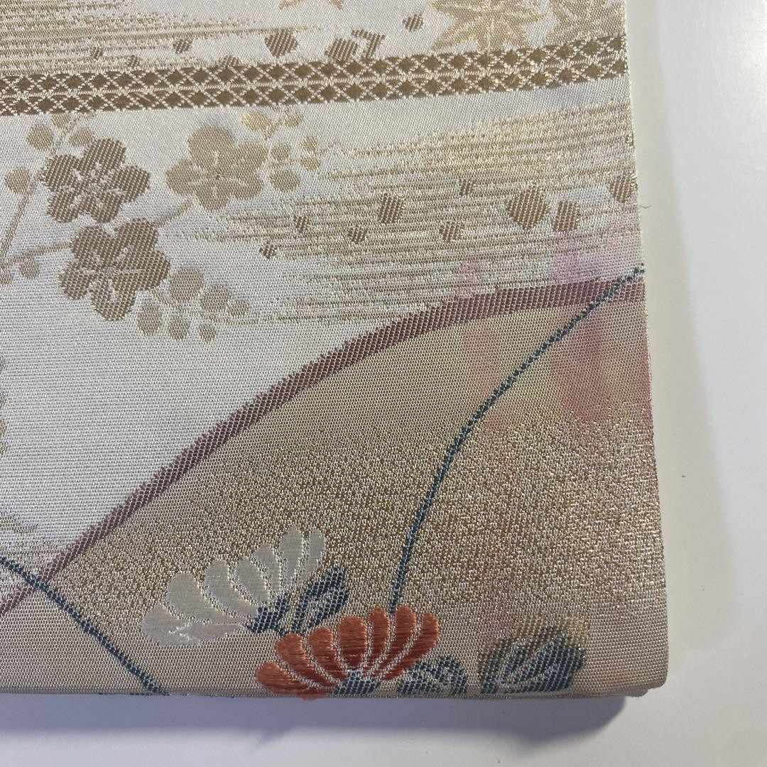 Obi 4K2455 Fukuro Obi Silk Nishijin Weave Rinpa Pure Gold Obi 4K2455 Fukuro Obi Silk Nishijin Weave Rinpa Pure Gold