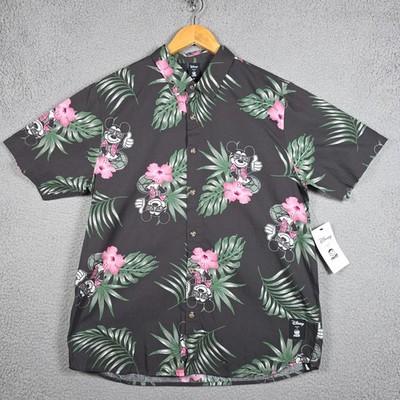Disney x Neff Shirt Mens Size Medium Dark Floral Mickey Palm All Over Print NWT