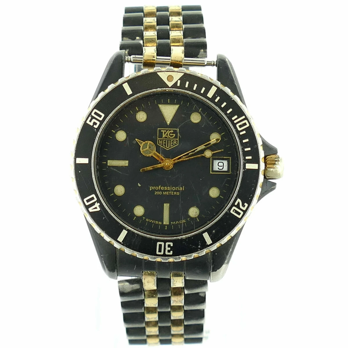 HEUER クォーツ ダイバーズウォッチ ビンテージ　ブラック/ゴールド HEUER クォーツ ダイバーズウォッチ ビンテージ ブラック/ゴールド