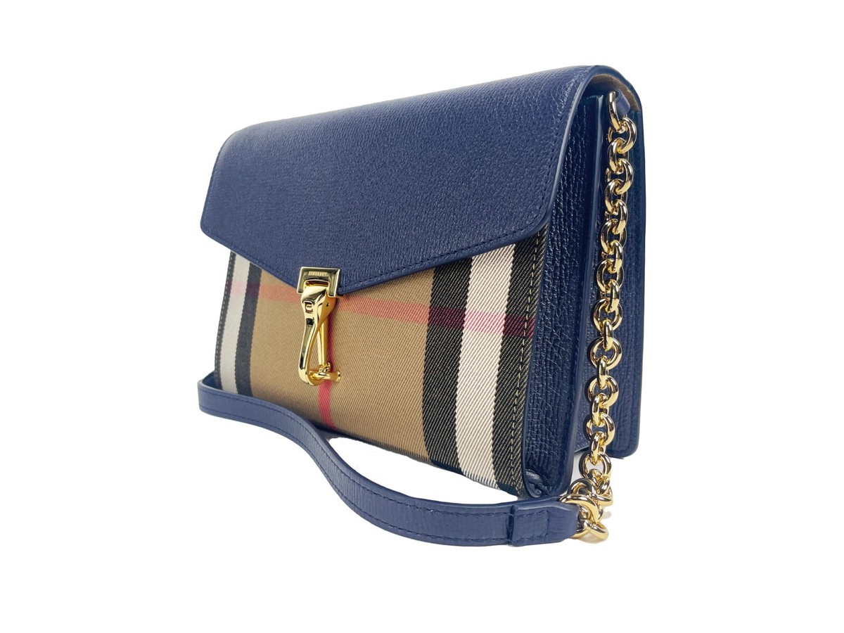 Burberry Macken Small Regency Blue House Check Leather