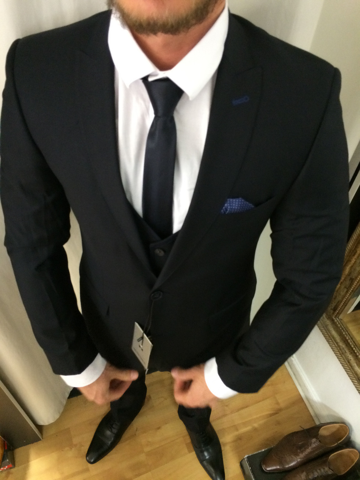 R-Neal Herren Hemd Set - Business Slim Fit Mit Weste & Krawatte