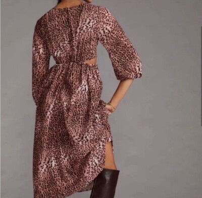 RannaGill / Anthropology, Brown & Black Cheetah Print Dress, Small, NWT