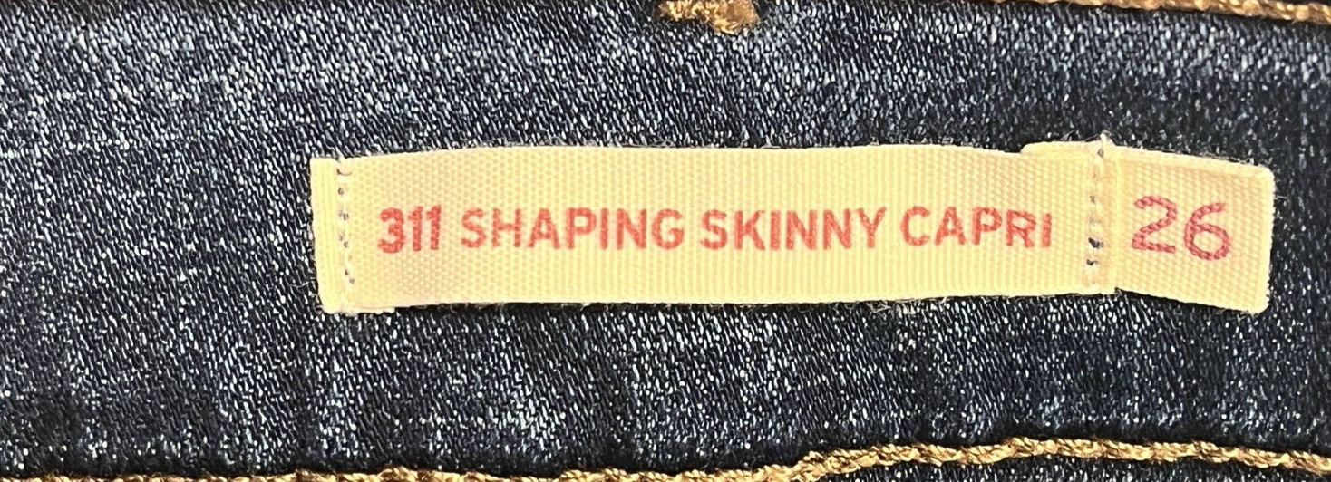 Levis 311 Jeans Mid Rise Shaping Skinny Capri Sz 26 Womens Blue Denim Ladies thumbnail 7