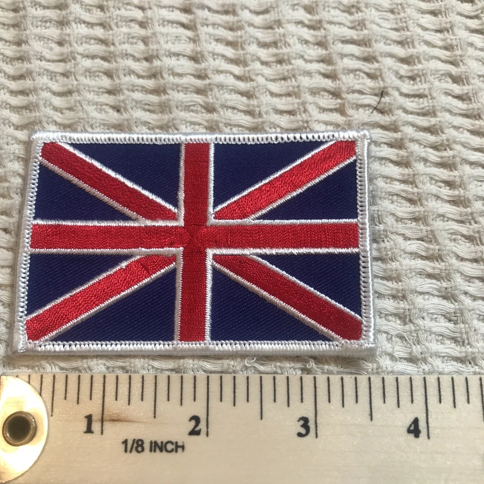 BRITISH FLAG PATCH UNION JACK ENGLAND UK GREAT BRITAIN embroidered iron-on blue - Image 4 of 4