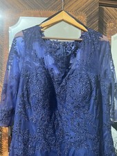 Beautiful Sequin Blue Evening Gown Dress - Size 16